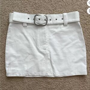 I.AM.GIA Women's White Skirt Faux Leather Mini Moto Belt Micro XXS Lower Rise